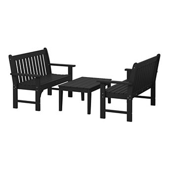 3 pc HDPE Outdoor Patio Furniture Couch and Coffee Table Set