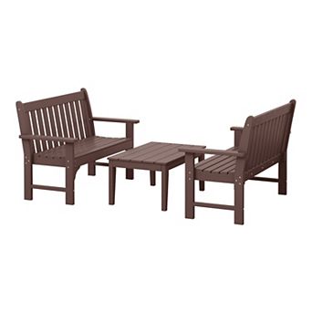3 pc HDPE Outdoor Patio Furniture Couch and Coffee Table Set