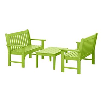 3 pc HDPE Outdoor Patio Furniture Couch and Coffee Table Set