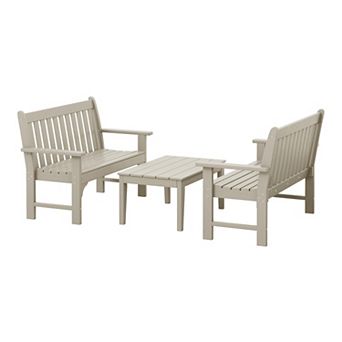 3 pc HDPE Outdoor Patio Furniture Couch and Coffee Table Set