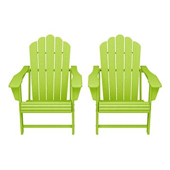 Outdoor Patio HDPE Adirondack Chairs With Cup Holders (Set of 2)
