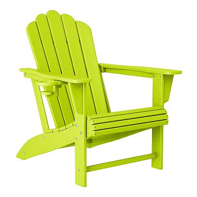Outdoor Patio HDPE Adirondack Chairs With Cup Holders (Set of 2)