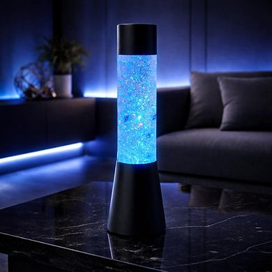 13" x 3.5" Blue Glitter Lava Style USB Table Lamp