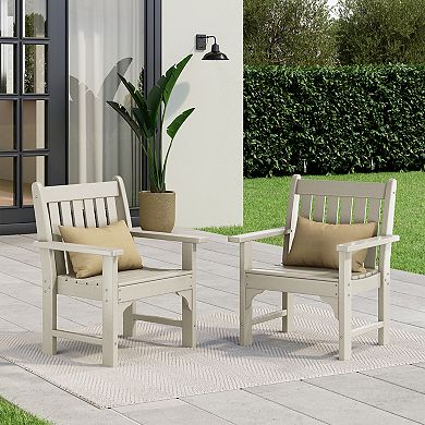 Outdoor Patio HDPE Adirondack Dining Arm Chairs (Set of 2)