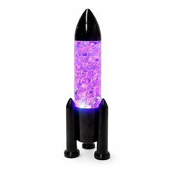 13" x 3.5" Purple Rocket Style Glitter USB Table Lamp