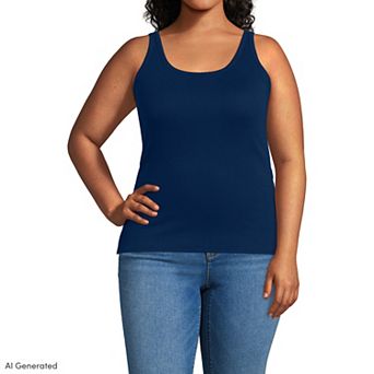 Plus Size Lands' End Micro Rib Go-To Layering Tank