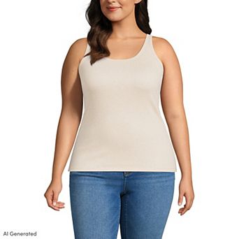 Plus Size Lands' End Micro Rib Go-To Layering Tank