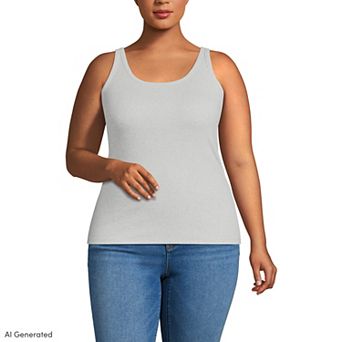 Plus Size Lands' End Micro Rib Go-To Layering Tank