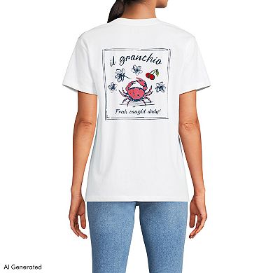 Women's Lands' End Short Sleeve Crew Neck Graphic T-Shirt