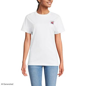 Women's Lands' End Short Sleeve Crew Neck Graphic T-Shirt