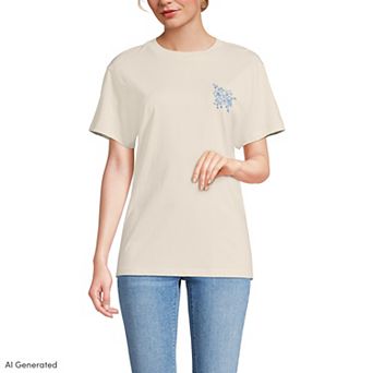Women's Lands' End Short Sleeve Crew Neck Graphic T-Shirt