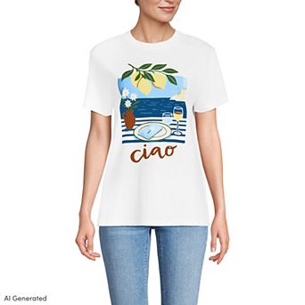 Women's Lands' End Short Sleeve Crew Neck Graphic T-Shirt