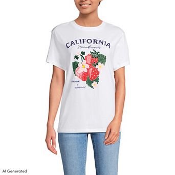 Women's Lands' End Short Sleeve Crew Neck Graphic T-Shirt