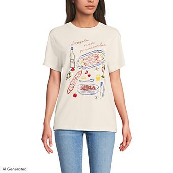 Women's Lands' End Short Sleeve Crew Neck Graphic T-Shirt