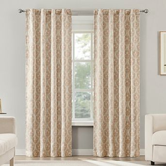 Sun Zero Lanet Vintage Ogee 2-Pack Magnetic Closure 100% Blackout Curtain Panels