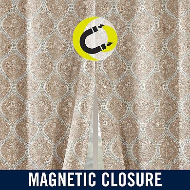 Sun Zero Lanet Vintage Ogee 2-Pack Magnetic Closure 100% Blackout Curtain Panels