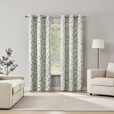 Sun Zero Maureen Botanical 2-Pack Magnetic Closure 100% Blackout Grommet Curtain Panels