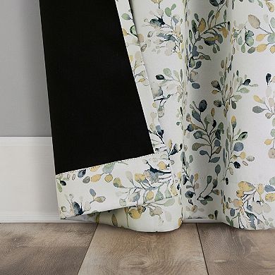 Sun Zero Maureen Botanical 2-Pack Magnetic Closure 100% Blackout Grommet Curtain Panels