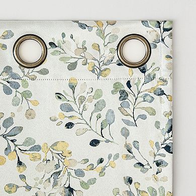 Sun Zero Maureen Botanical 2-Pack Magnetic Closure 100% Blackout Grommet Curtain Panels