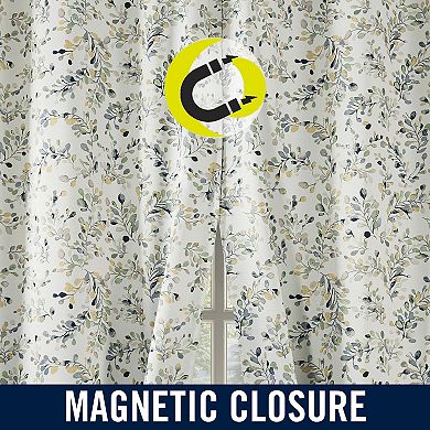 Sun Zero Maureen Botanical 2-Pack Magnetic Closure 100% Blackout Grommet Curtain Panels