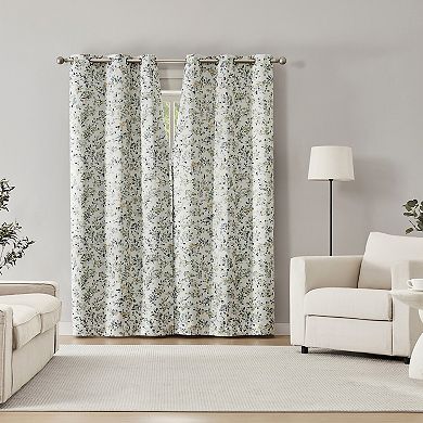 Sun Zero Maureen Botanical 2-Pack Magnetic Closure 100% Blackout Grommet Curtain Panels