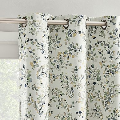 Sun Zero Maureen Botanical 2-Pack Magnetic Closure 100% Blackout Grommet Curtain Panels