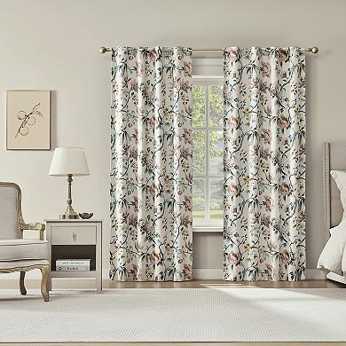 Sun Zero Claudette Vintage Floral 2-Pack 100% Blackout Back Tab Curtain Panels