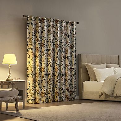 Sun Zero Claudette Vintage Floral 2-Pack 100% Blackout Back Tab Curtain Panels