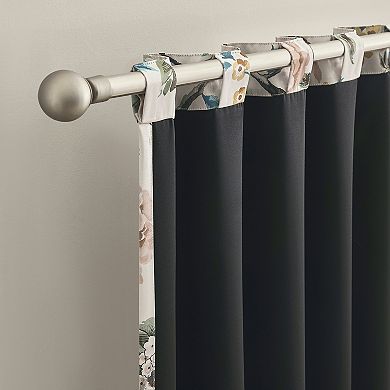 Sun Zero Claudette Vintage Floral 2-Pack 100% Blackout Back Tab Curtain Panels