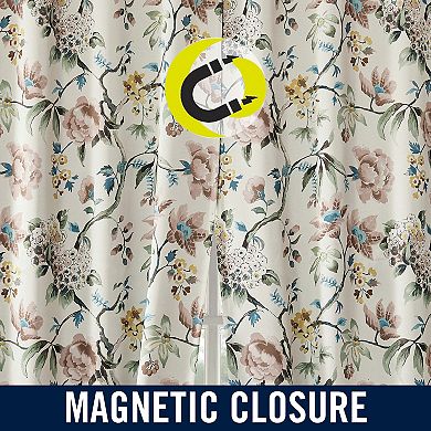 Sun Zero Claudette Vintage Floral 2-Pack 100% Blackout Back Tab Curtain Panels