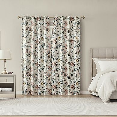 Sun Zero Claudette Vintage Floral 2-Pack 100% Blackout Back Tab Curtain Panels