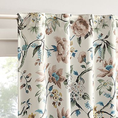 Sun Zero Claudette Vintage Floral 2-Pack 100% Blackout Back Tab Curtain Panels