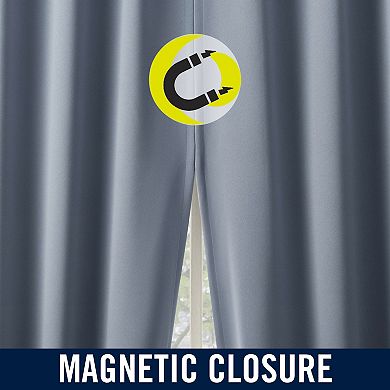 Sun Zero Sheridan 2-Pack Magnetic Closure 100% Blackout Grommet Curtain Panels