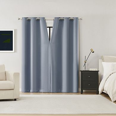Sun Zero Sheridan 2-Pack Magnetic Closure 100% Blackout Grommet Curtain Panels