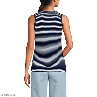 Women's Lands' End Micro Rib Square Neck Tank Top