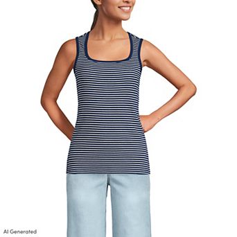 Women's Lands' End Micro Rib Square Neck Tank Top