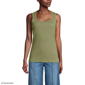 Women's Lands' End Micro Rib Square Neck Tank Top