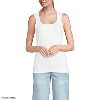 Women's Lands' End Micro Rib Square Neck Tank Top