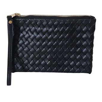 Woven Leather-Flat Zip Pouch