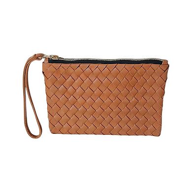 Woven Leather-Flat Zip Pouch