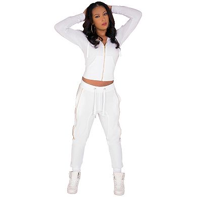 French Terry Gold Zippers Jogger Pants