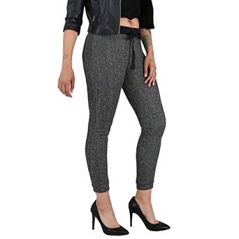 Women's Black Marled Yarn French Terry Jogger Pants