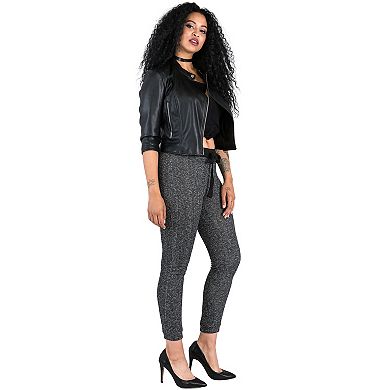 Women's Black Marled Yarn French Terry Jogger Pants