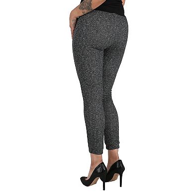 Women's Black Marled Yarn French Terry Jogger Pants