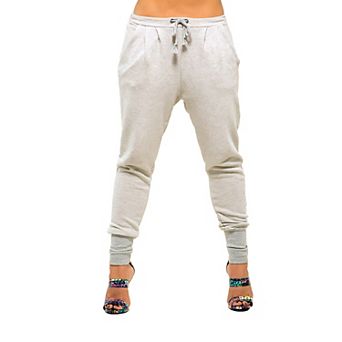 Women's Grey French Terry Drop Crotch Jogger Pants