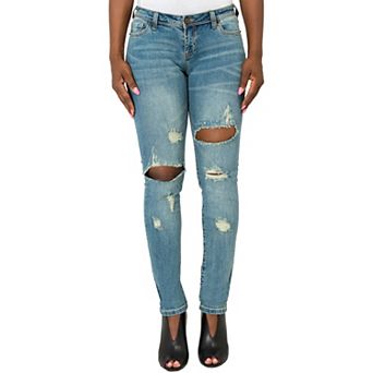 Tall Women's Vintage Wash Blue Distressed Midrise Jeans