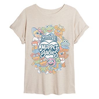 Juniors' The Muppets Babies Collage Distressed Oversized Tee