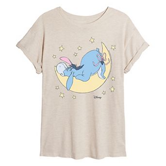 Juniors' Disney's Winnie The Pooh Eeyore Moon & Stars Oversized Tee