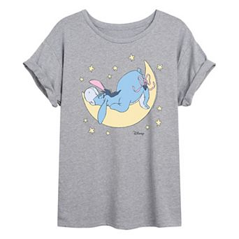 Juniors' Disney's Winnie The Pooh Eeyore Moon & Stars Oversized Tee