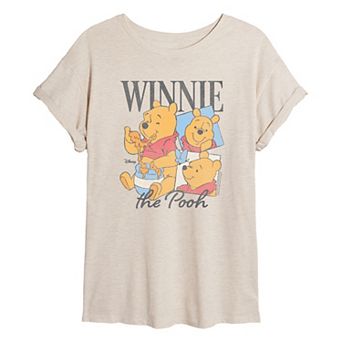 Juniors' Disney's Winnie The Pooh Bootleg Distressed Oversized Tee